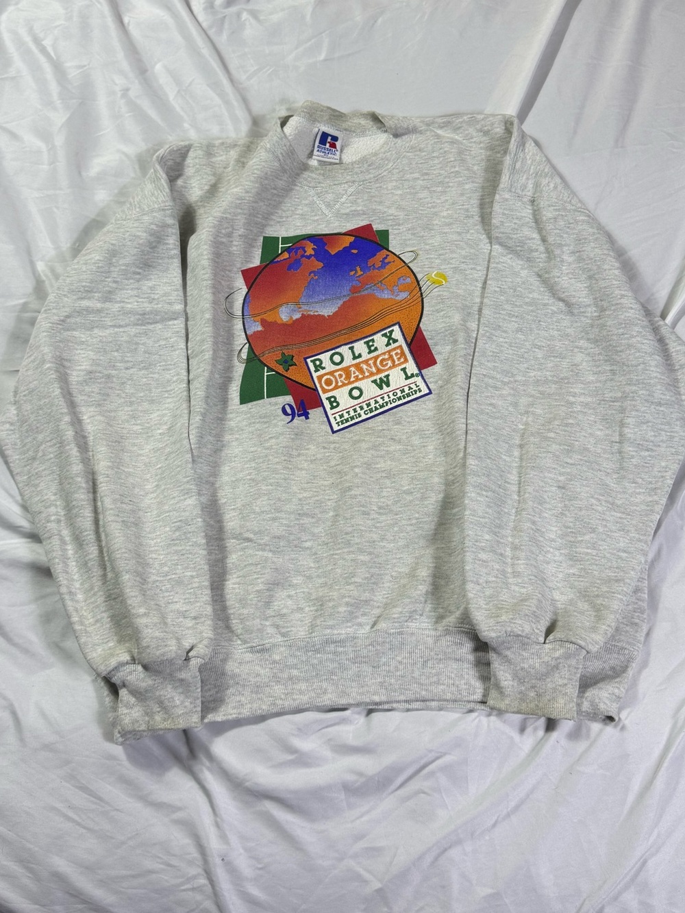Vintage Russell Orange Bowl 94 Athletic Gray Crewneck Tennis Championships